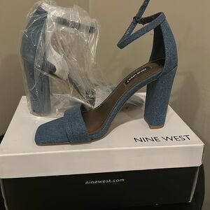 Denim ankle strap sandal